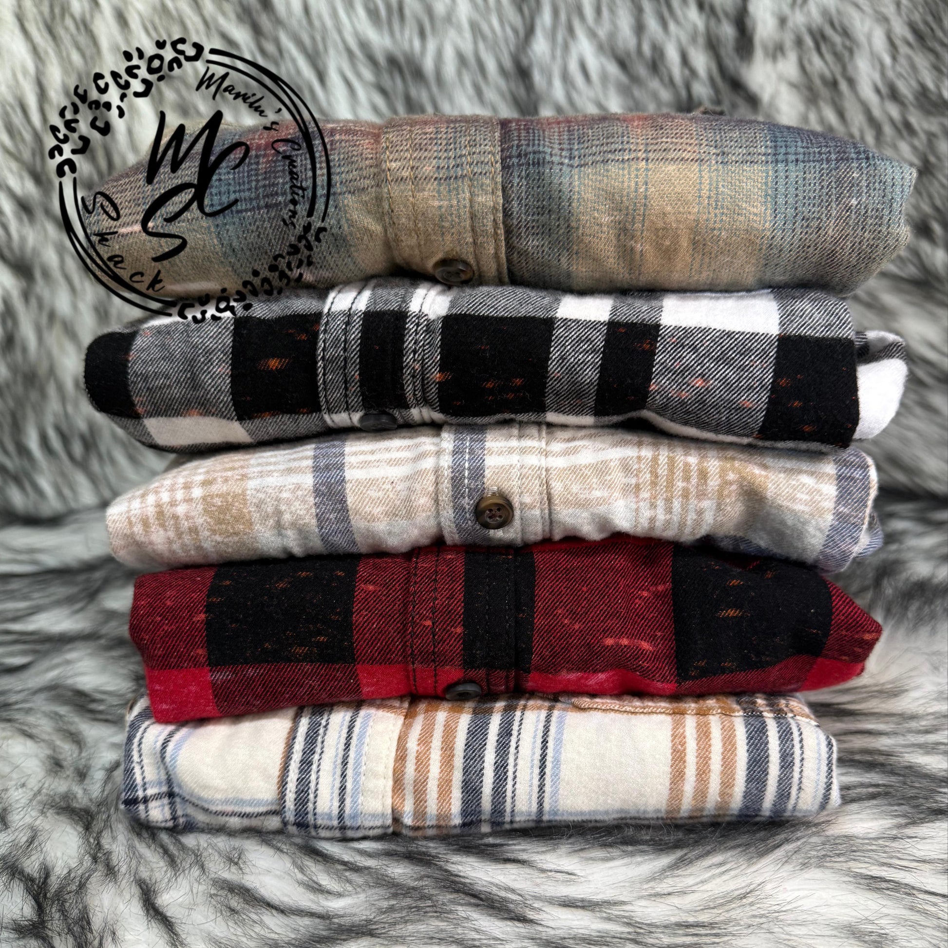 Custom Bleached Distressed Flannel Shirt: Vintage Style Design