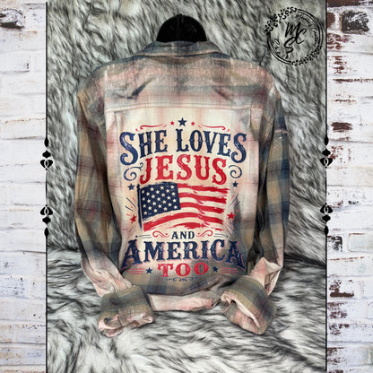 Custom Bleached Distressed Flannel Shirt: Vintage Style Design