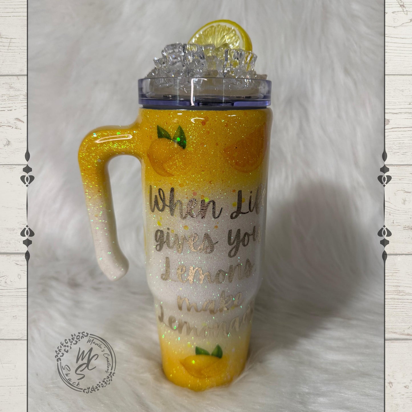 Handmade Lemon Epoxy Tumbler, Insulated Stainless Steel Coffee Cup, Lemonade Quote