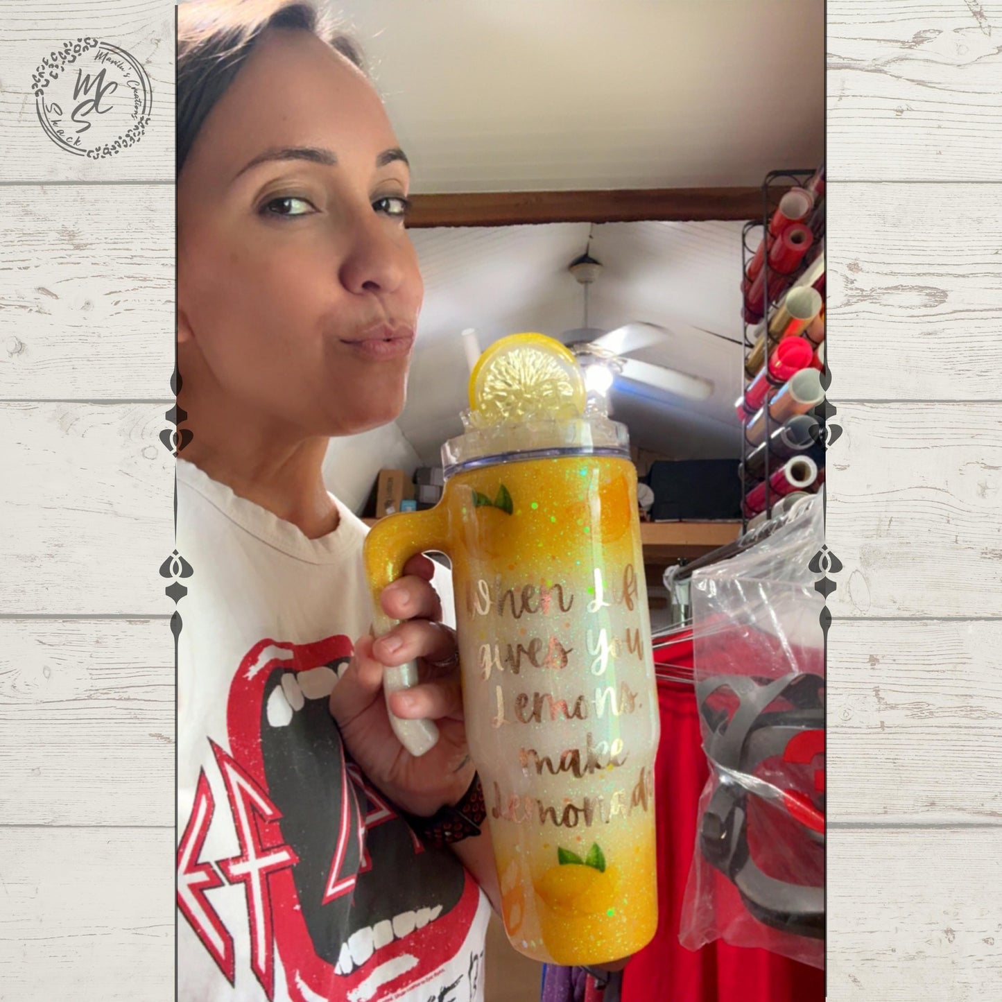 Handmade Lemon Epoxy Tumbler, Insulated Stainless Steel Coffee Cup, Lemonade Quote