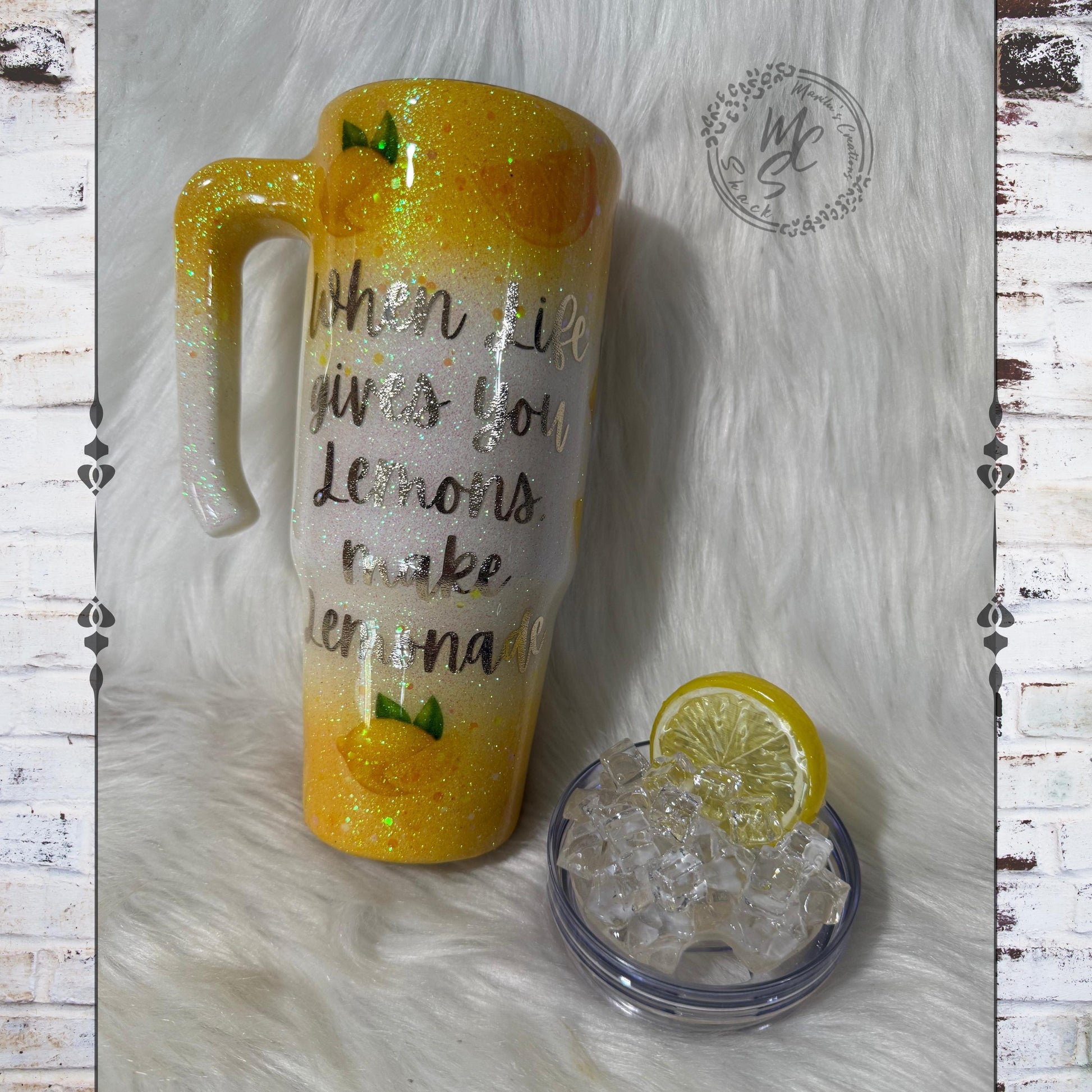 Handmade Lemon Epoxy Tumbler, Insulated Stainless Steel Coffee Cup, Lemonade Quote