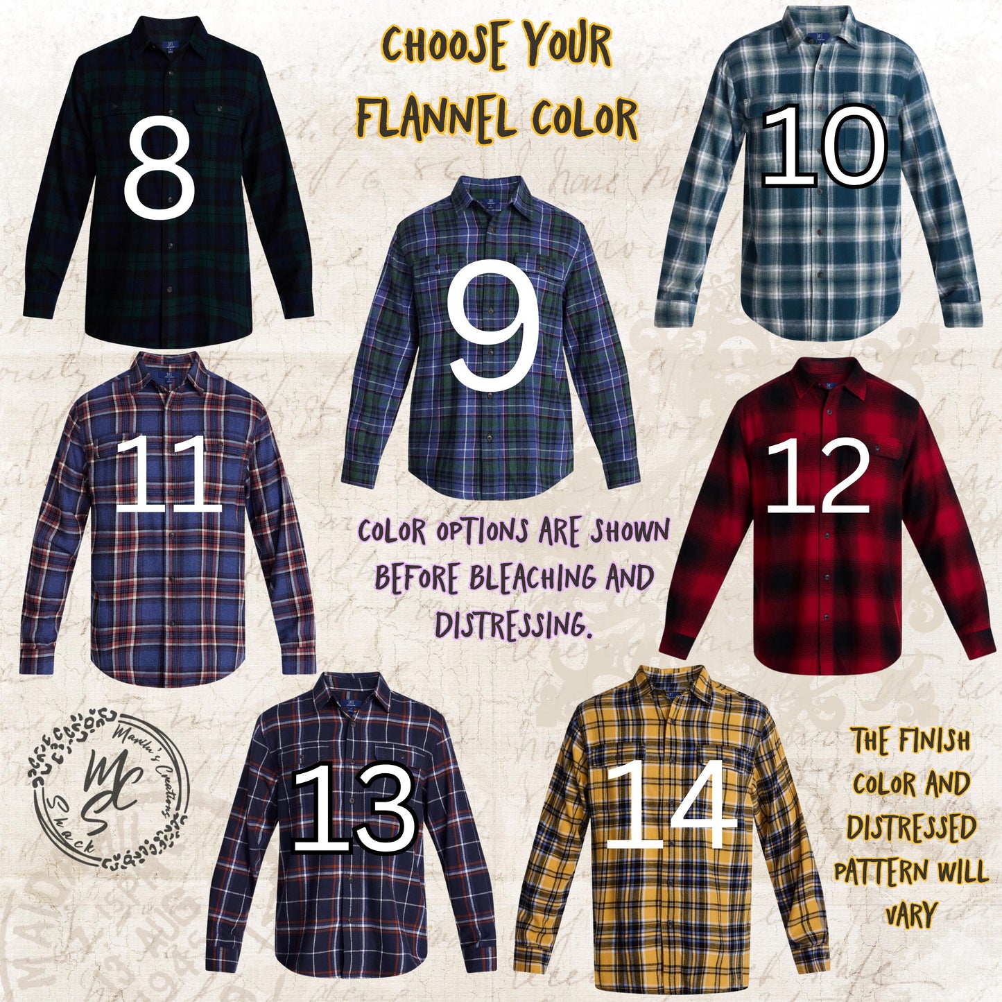 Custom Bleached Distressed Flannel Shirt: Vintage Style Design