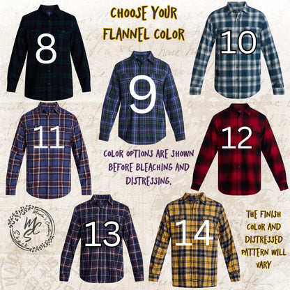 Custom Bleached Distressed Flannel Shirt: Vintage Style Design