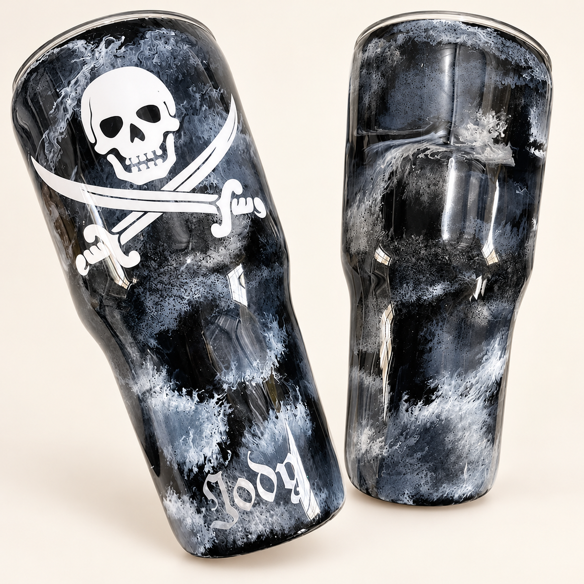 pirate on a matching warm ivory background