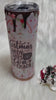 Christmas Tumbler, 20oz Straight Skinny with 3d whipped cream removable topper, Christmas, candy canes, cocoa and chaos with glitter tumbler