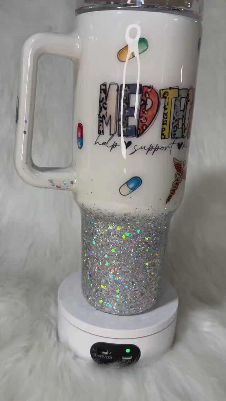 Med Tech Glitter Tumbler with 3D Pills Topper