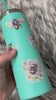 Flowers Bees Tumbler, Teal Turquoise Lid Tumbler, Insulated Water Tumbler, Hot Cold Coffee Tumbler, Tumbler with Straw
