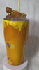 Bee Tumbler, honey bee and sunflowers 3D Tumbler with removable 3d Topper, 3d bees and honey dripping peekaboo yellow glitter tumbler.