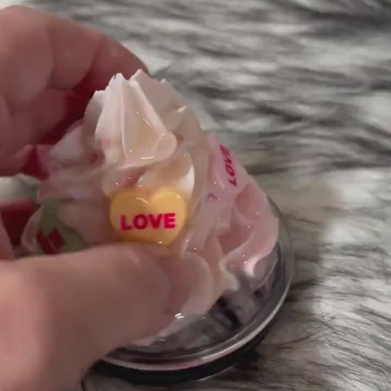Kawaii Whipped Cream Cup Topper: Resin Love Hearts, Removable Lid