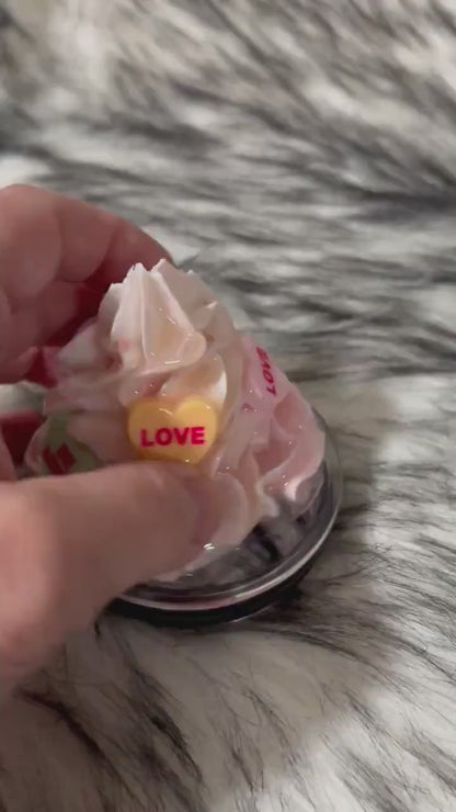 Kawaii Whipped Cream Cup Topper: Resin Love Hearts, Removable Lid