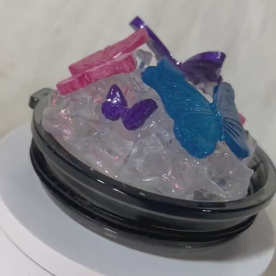 Butterfly Tumbler Topper: Pink, Blue, Purple - Removable Lid