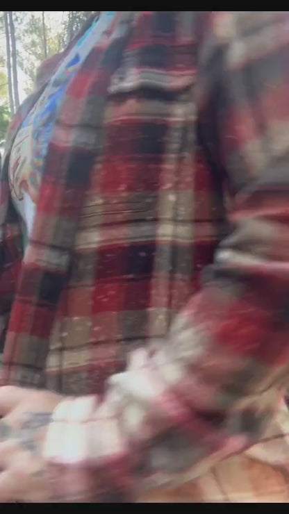 Custom Bleached Distressed Flannel Shirt: Vintage Style Design