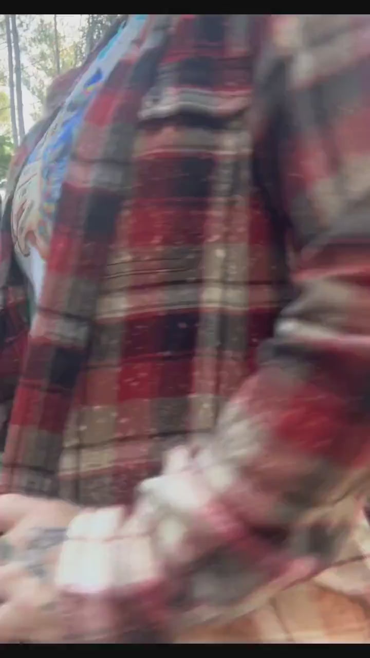 Custom Bleached Distressed Flannel Shirt: Vintage Style Design