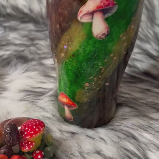 Mushrooms Tumbler with 3D topper tumbler Nature Tumbler, faux mushrooms removable topper (more sanitary), Colorful Handmade 3d mushrooms cup