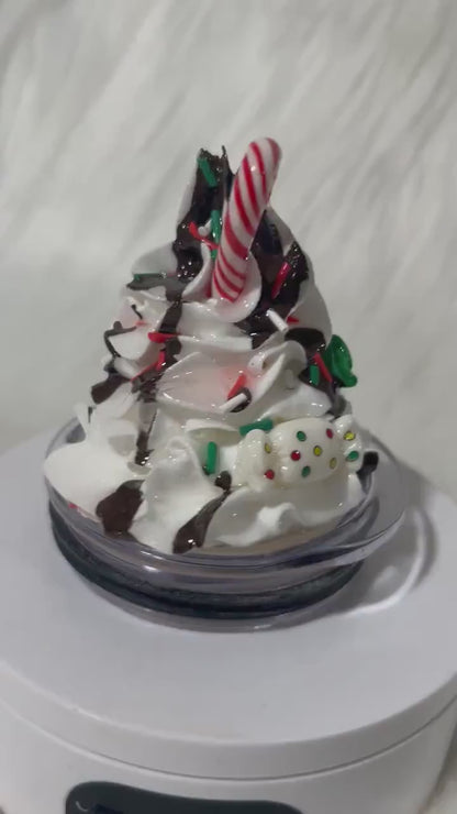 Christmas Whipped Cream Tumbler Topper: Candy Cane & Chocolate Drip