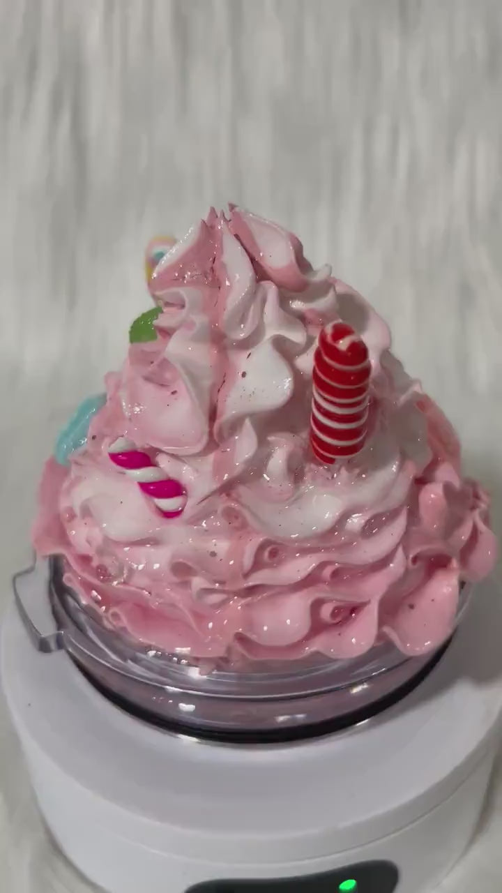 Candy Whipped cream removable topper and lid for different size tumblers. Faux topper replacement lid. Tumbler top