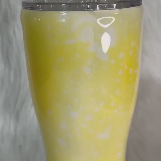 Duck Tumbler: Yellow Glitter Stainless Steel Cup with Rubber Duck Topper