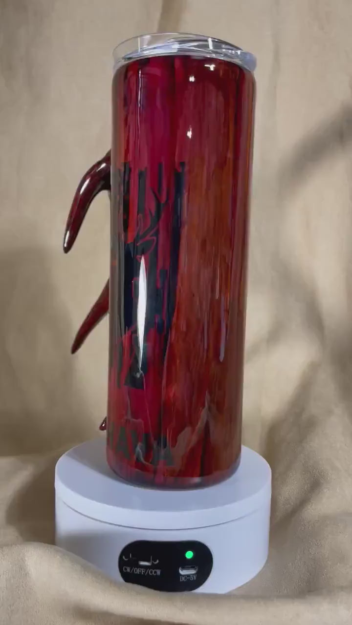 Deer Antler Handle Tumbler: USA Flag Hunting Cup, 20oz Stainless Steel