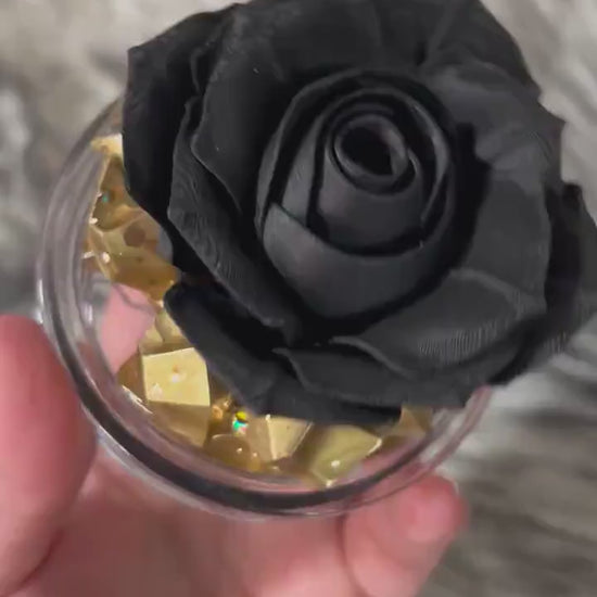 Black Rose removable topper and lid for different size tumblers. Rose Flower Black and Gold topper replacement lid. Faux Tumbler top
