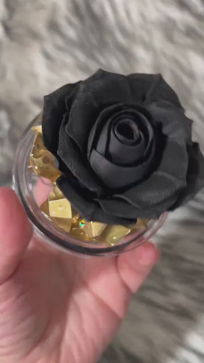 Black Rose removable topper and lid for different size tumblers. Rose Flower Black and Gold topper replacement lid. Faux Tumbler top