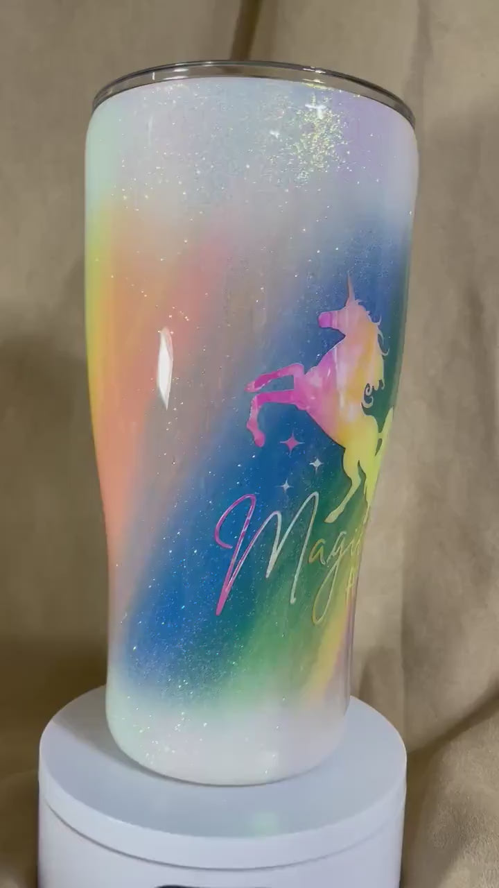 Unicorn Burst Personalizable/Customizable Tumbler (with slide lid and straw)