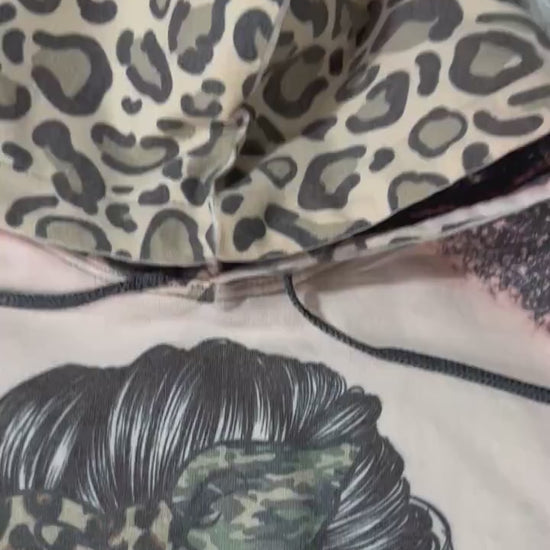 Bleached Leopard Print Hoodie: Mama of Both Messy Bun Sweatshirt