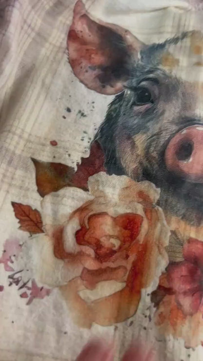 Pig & Flowers Bleached Flannel: Distressed Tan Plaid Shirt