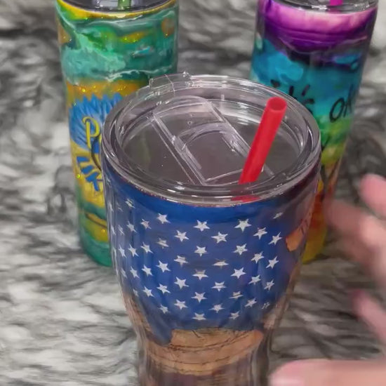 We The People Glitter Tumbler: Patriotic 30oz Curve Cup