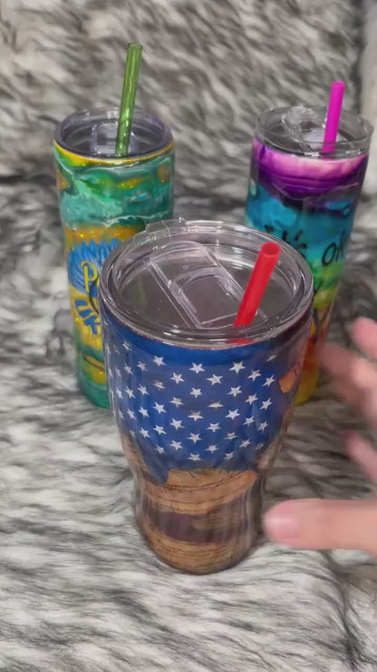 We The People Glitter Tumbler: Patriotic 30oz Curve Cup