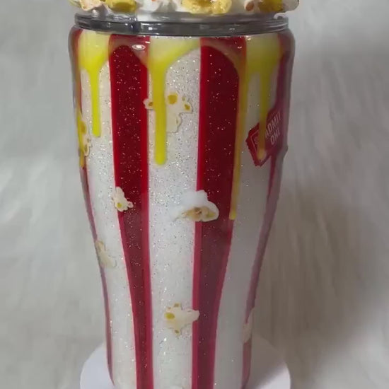 Freak Show Popcorn Tumbler: 3D Topper, Glitter Stainless Steel Cup