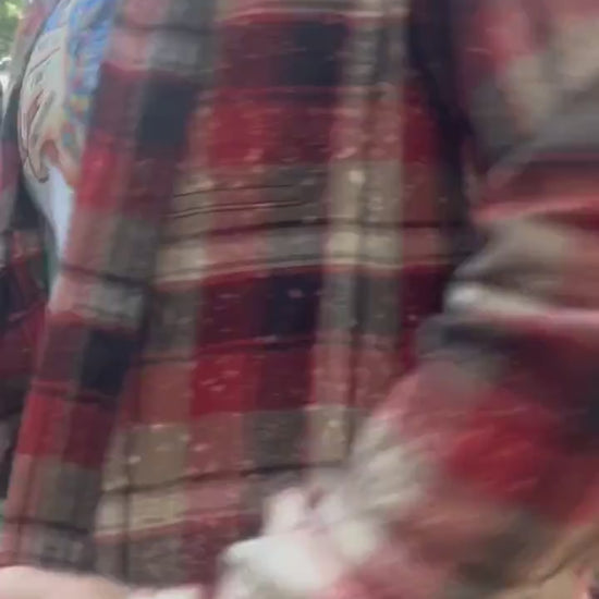 Custom Bleached Distressed Flannel Shirt: Vintage Style Design