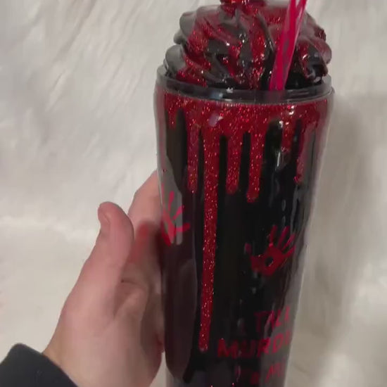 True Crime Tumbler with 3D dripping and Removable Topper, blessed and obsessed. Customizable/Personalizeable.
