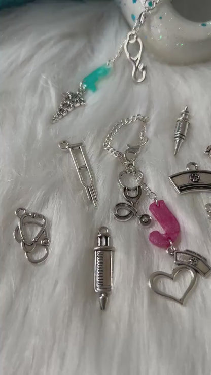 Personalized Medical Charm for 40oz Stanley or Dupes or any tumbler with handle, accessories for tumbler handles, letter charm for cups.