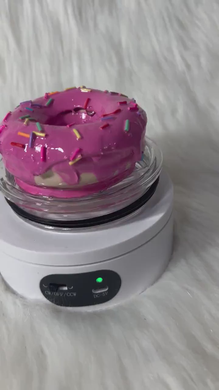 Donut, Pink Doughnut removable topper and lid for different size tumblers. Faux topper replacement lid. Tumbler top
