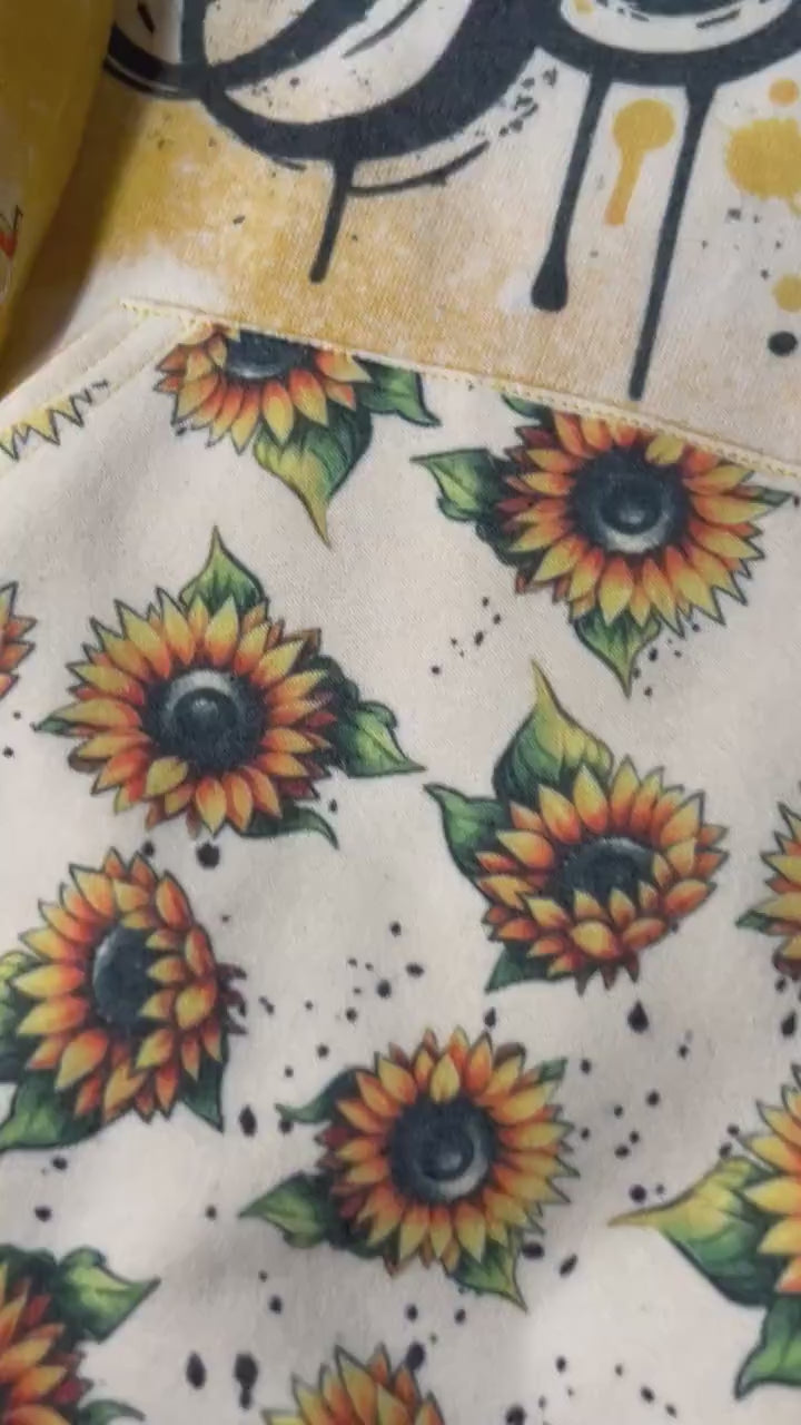 Bleached Sunflower Hoodie: Boho Floral Graphic Print