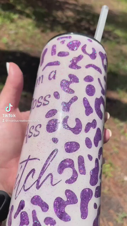 Animal Print Peekaboo tumbler (choose your cup, size and Glitter color)