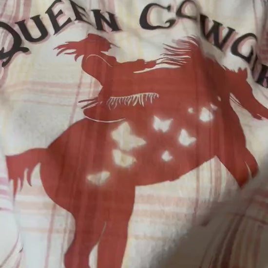 Bleached Cowgirl Flannel: Distressed Horse & Butterfly Design