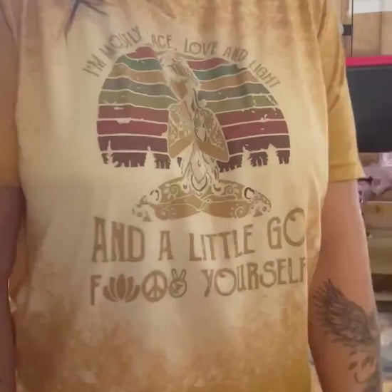 Bleached Meditation T-Shirt: Distressed Mustard Vintage Retro Top