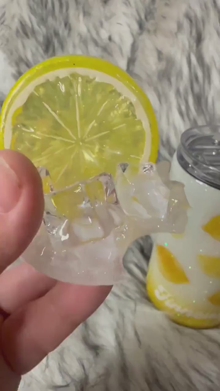 Lemon Print Tumbler, Insulated Tumbler with Lid, Mommy and Me Coffee Tumbler, Stainless Steel Tumbler with Straw, Handmade Tumbler.