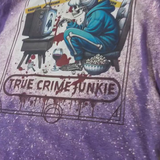 True Crime Junkie Tarot Skeleton Bleached T-Shirt