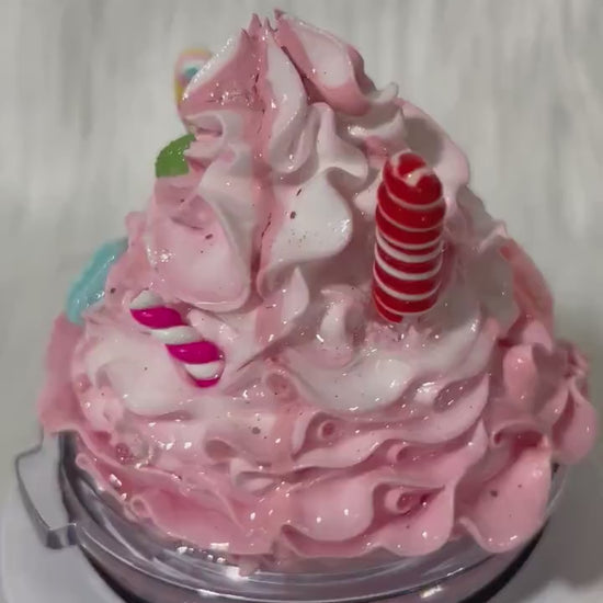 Faux Candy Whipped Cream Tumbler Topper: Removable Decorative Lid