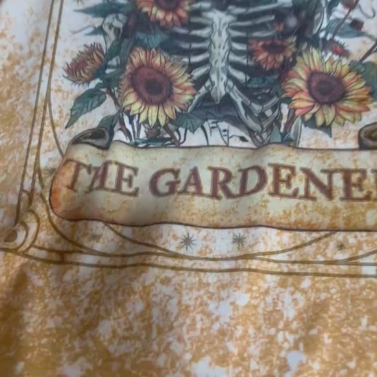 Gardener Tarot Card T-Shirt: Distressed Skeleton Bleached Tee