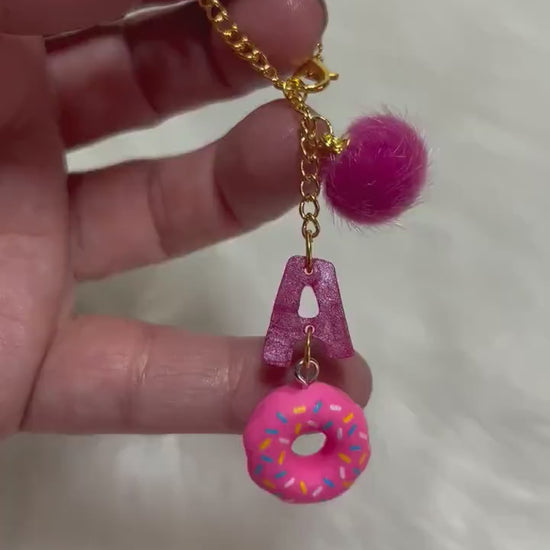 Personalized Donut Charm for 40oz Stanley or Dupes or any tumbler with handle, accessories for tumbler handles, letter charm for cups.