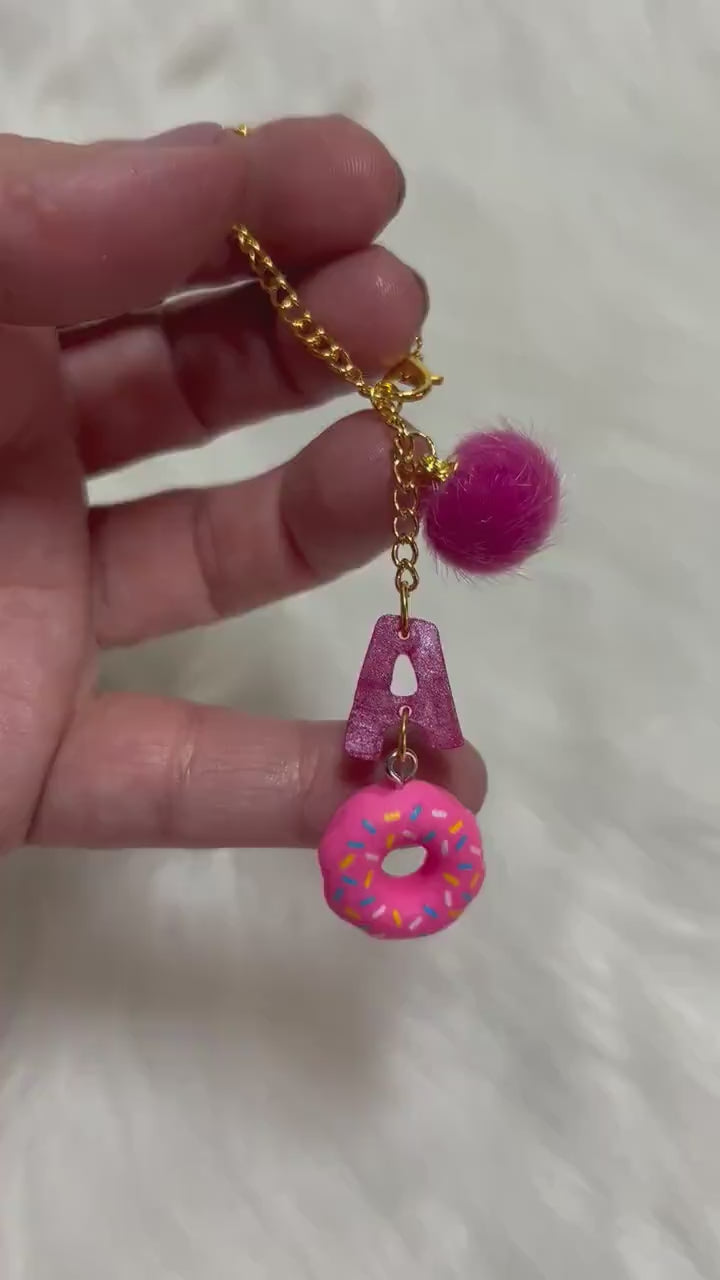 Personalized Donut Charm for 40oz Stanley or Dupes or any tumbler with handle, accessories for tumbler handles, letter charm for cups.