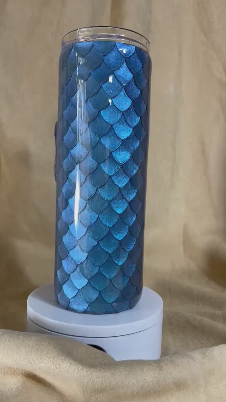 3D Dragon Tumbler: Hand Placed Scales, Customizable Cup