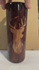 Hand Painted Deer Tumbler: Wood Grain Stainless Steel Hunter Gift