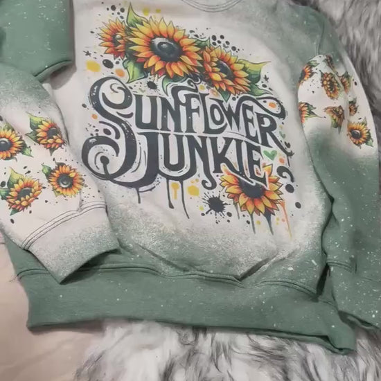 Boho Sunflowers sweatshirt, Floral Western sunflower Sweater, Cute Sunflower Junkie crew neck shirt sweater with sunflower prints.