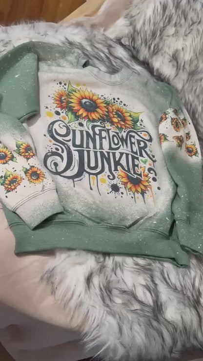 Boho Sunflowers sweatshirt, Floral Western sunflower Sweater, Cute Sunflower Junkie crew neck shirt sweater with sunflower prints.