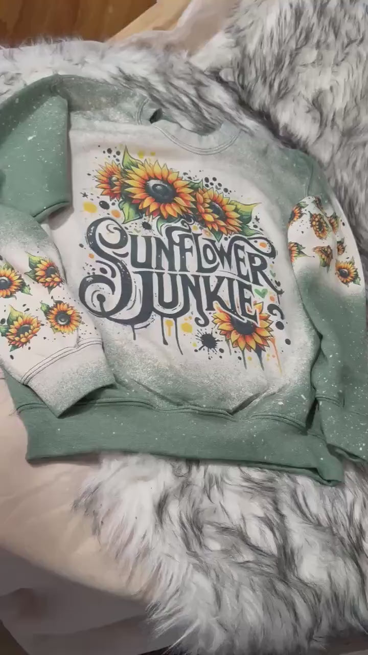 Boho Sunflowers sweatshirt, Floral Western sunflower Sweater, Cute Sunflower Junkie crew neck shirt sweater with sunflower prints.