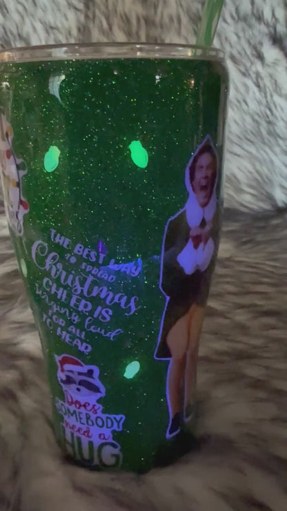 Elf Movie Inspired Christmas Tumbler with 3D Elf Hat Topper
